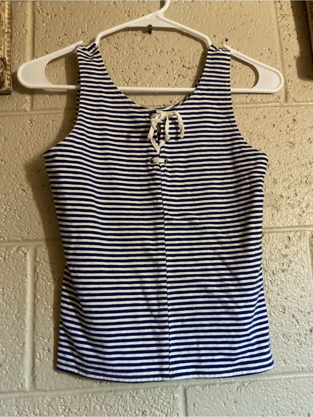 Hollister White and Navy Tank Top